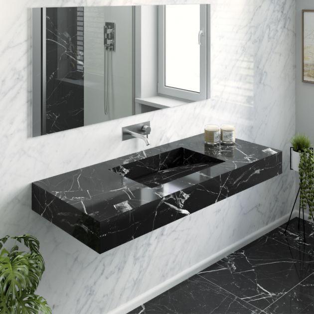 Lavabo sospeso in marmo nero Marquina